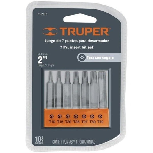 JUEGO DE PUNTAS PARA DESARMADOR TRUPER 7 PIEZAS (P7-20TS)