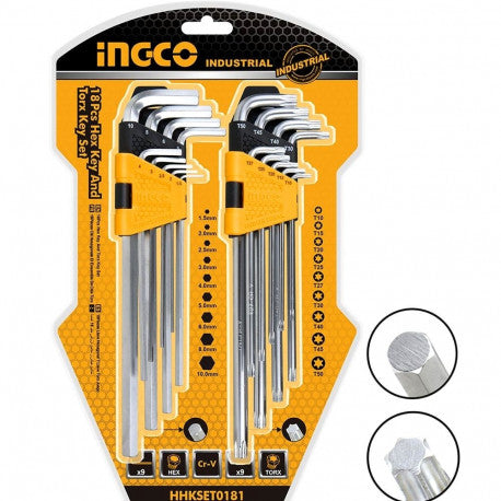JUEGO DE LLAVES ALLEN-TORX 18 UNIDADES INGCO (HHKSET0181)