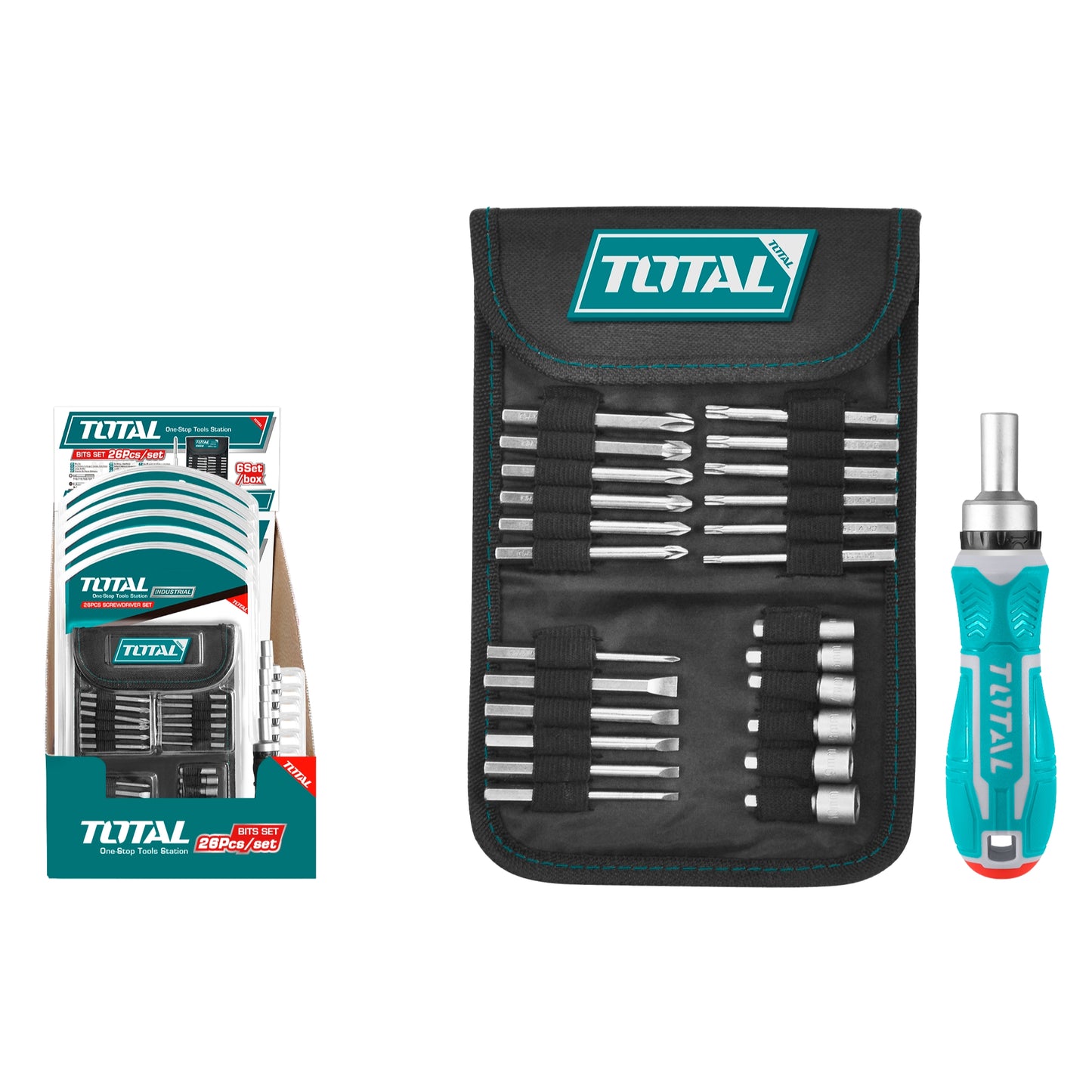 JUEGO DE DESTORNILLADOR TOTAL 26 EN 1 INDUSTRIAL (TACSD30266)