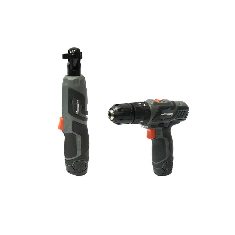 KIT TALADRO PERCUTOR 10 MM + CHICHARRA 12V INALAMBRICA GLADIATOR (TPLC 810/12 K2)