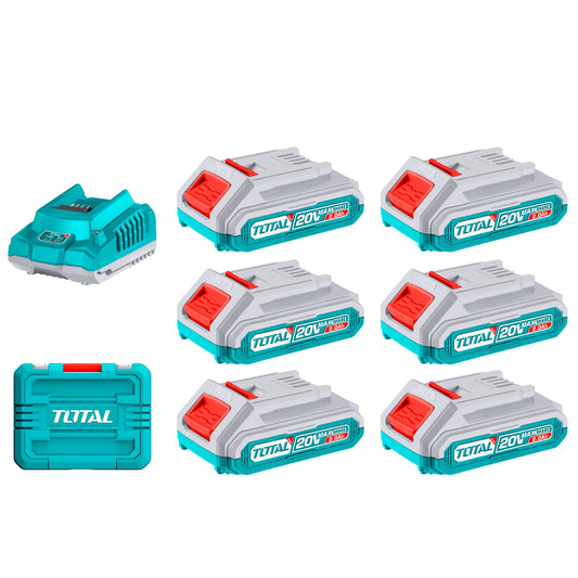 KIT DE BATERIAS Y CARGADOR 20V 2.0AH X 6PCS TOTAL (TFBCLI20611)