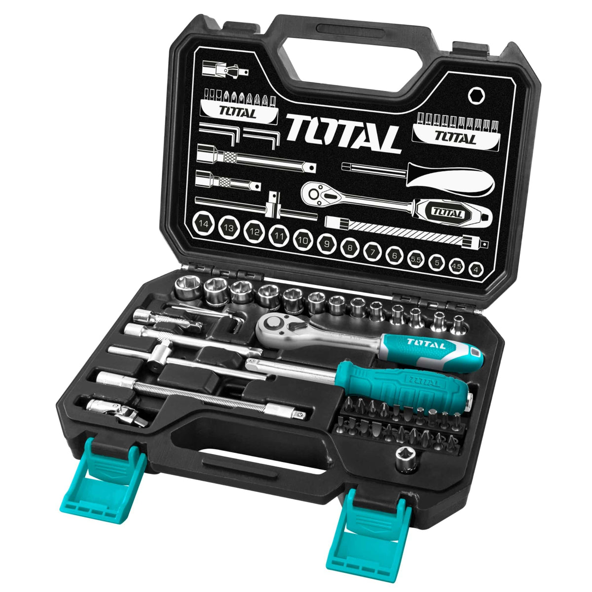 JUEGO DE DADOS 1/4´´ 45 PZAS. TOTAL (THT141451)