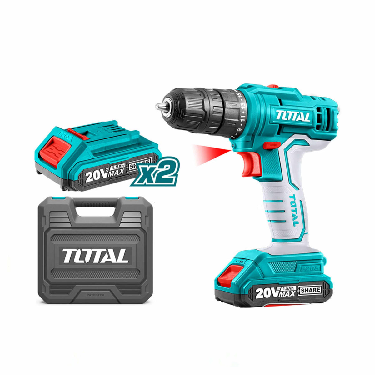 TALADRO INALAMBRICO TOTAL 20V 3/8´´ CON BATERIA Y CARGADOR (TDLI20021)