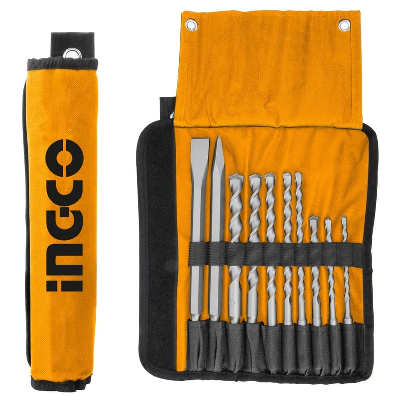 SET DE BROCAS Y CINCELES SDS PLUS INGCO 10 PZAS. (AKD2101)